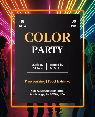 Vibrant Neon Color Party Celebration Flyer Template