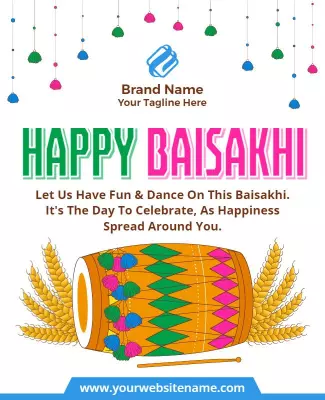 Vibrant Colorful Baisakhi Celebration Festivities Poster Template