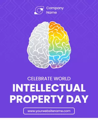 Vibrant Colorful Brain Design for Intellectual Property Day Poster Template