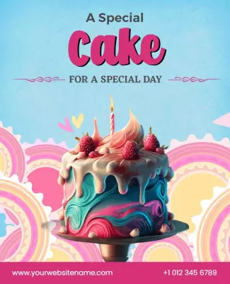 Vibrant Colorful Cake Celebration Poster Template
