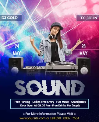 Vibrant Colorful DJ Music Festival Party Poster Template