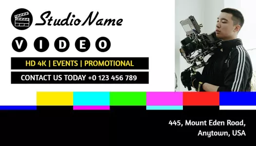 Vibrant Colorful FilmMaker Video Production Business Card Template