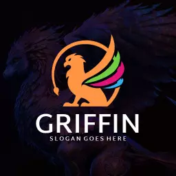 Vibrant Colorful Griffin Symbolizing Strength and Majesty Logo Template
