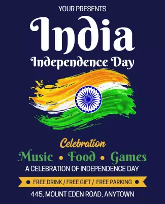Vibrant Colorful India Independence Day Celebration Flyer Template