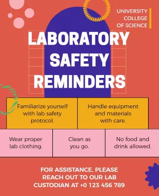 Vibrant Colorful Laboratory Safety Reminders Poster Template