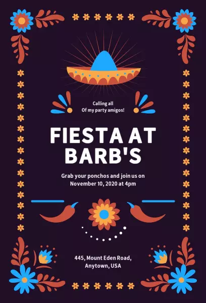 Vibrant Colorful Latin Fiesta Celebration Invitation Template