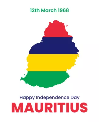 Vibrant Colorful Map of Mauritius Independence Day Poster Template