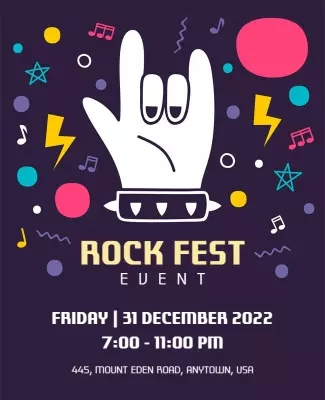 Vibrant Colorful Rock Music Festival Event Poster Template