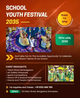 Vibrant Colorful School Youth Festival Celebration Poster Template