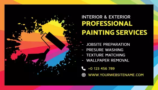 Vibrant Colorful Splash Painting Services Business Card Template