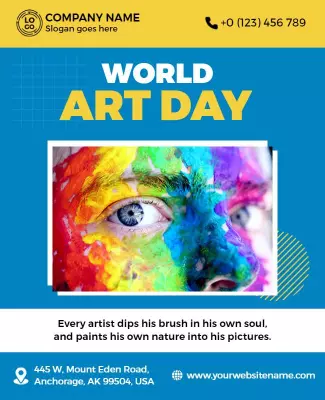 Vibrant Colorful World Art Day Celebration Poster Template