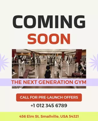 Vibrant Coming Soon Announcement for Next Generation Gym Poster Template