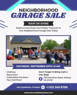 Vibrant Community Garage Sale with Colorful Details Poster Template