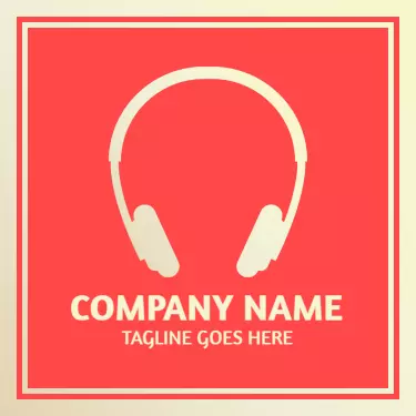 Vibrant Coral Music Industry Headphones Business Card Template