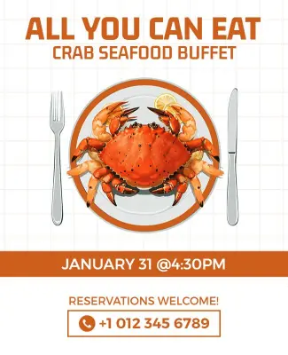 Vibrant Crab Seafood Feast Event Announcement Flyer Template