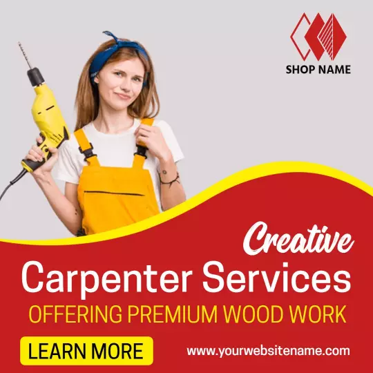 Vibrant Creative Carpenter Services for Premium Wood Work Ad Template