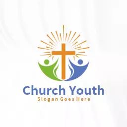 Vibrant Cross and Youthful Connection in Faith Logo Template