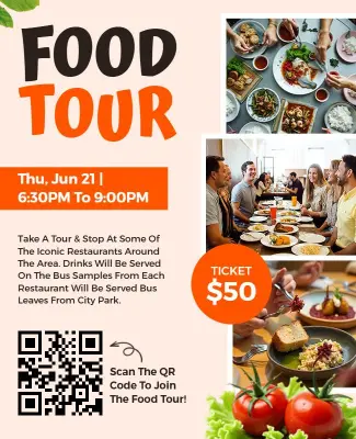 Vibrant Culinary Adventure Food Tour Event Flyer Template
