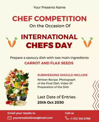 Vibrant Culinary Chef Competition for International Chefs Day Poster Template
