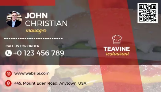 Vibrant Culinary Experience at Teavine Restaurant Business Card Template