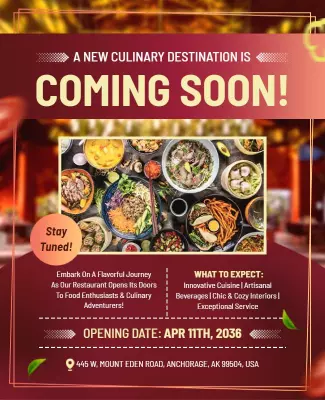 Vibrant Culinary Opening Announcement for Food Lovers Poster Template