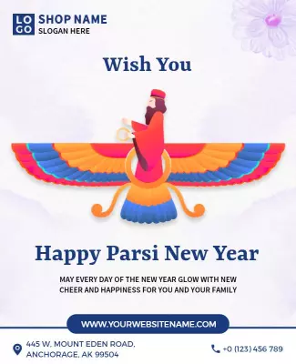 Vibrant Cultural Celebration Happy Parsi New Year Poster Template