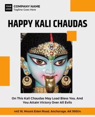 Vibrant Cultural Celebration of Happy Kali Chaudas Poster Template
