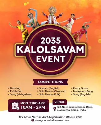 Vibrant Cultural Festival Kalolsavam Event Poster Template