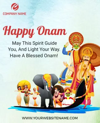 Vibrant Cultural Festivity for Happy Onam Celebration Poster Template