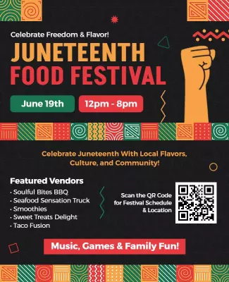 Vibrant Cultural Juneteenth Food Festival Celebration Poster Template