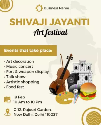 Vibrant Cultural Shivaji Jayanti Art Festival Poster Template