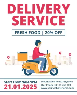 Vibrant Delivery Service for Fresh Food Discount Poster Template