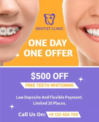 Vibrant Dental Clinic Promotional Teeth Whitening Poster Template