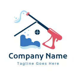 Vibrant Design Featuring Pressure Washing Service and Home Logo Template