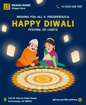 Vibrant Diwali Celebration with Happy Festival Lights Poster Template