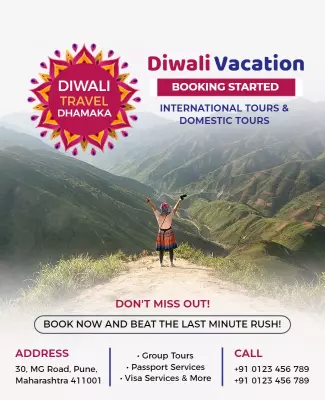 Vibrant Diwali Vacation Travel Booking Tours Poster Template