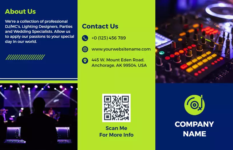 Vibrant DJ and Event Lighting Services Music Brochure Template