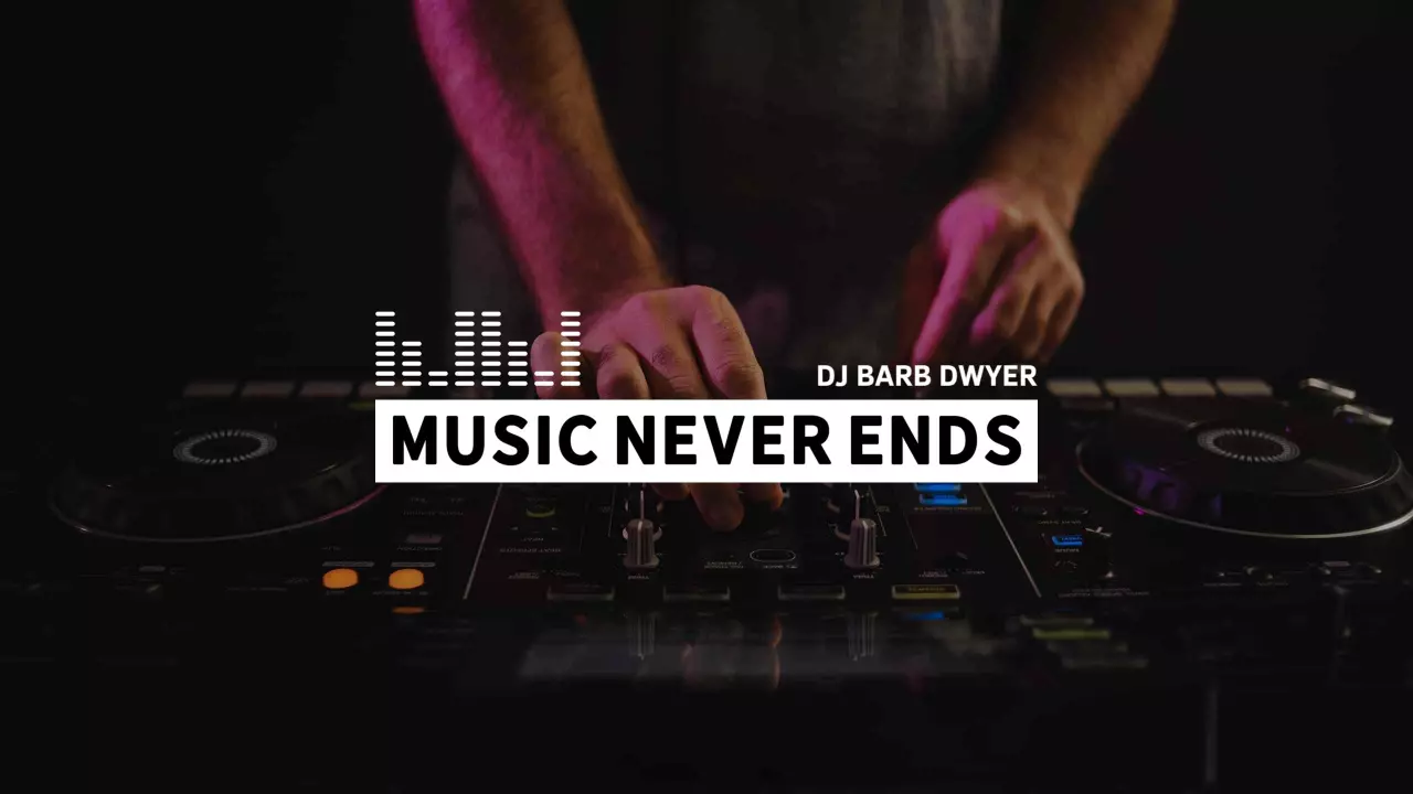 Vibrant DJ Performance with Music Elements YouTube Banner Template