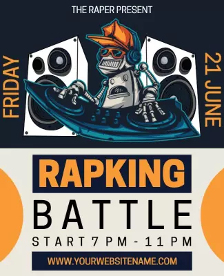 Vibrant DJ Robot Themed Rap Battle Event Poster Template