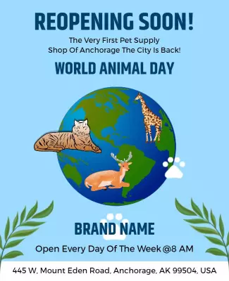 Vibrant Earth-Themed World Animal Day Pet Shop Poster Template