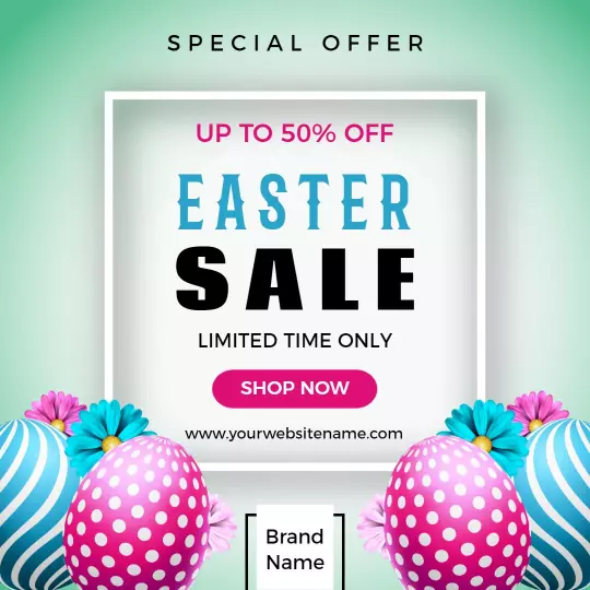 Vibrant Easter Festival Sale with Colorful Eggs Ad Template