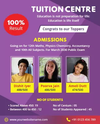 Vibrant Educational Admission Announcement Tuition Centre Poster Template