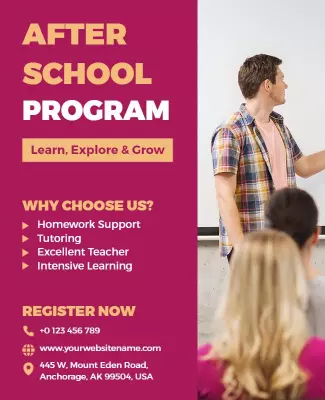 Vibrant Educational After School Program Learning Poster Template