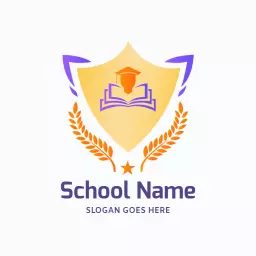 Vibrant Educational Shield Signifying School Success Logo Template