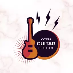 Vibrant Electric Guitar Design for Music Studio Logo Template