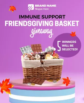 Vibrant Fall Friendsgiving Basket Giveaway Poster Template
