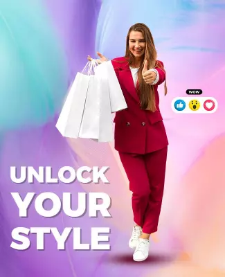 Vibrant Fashion Shopping Unlock Your Style Poster Template