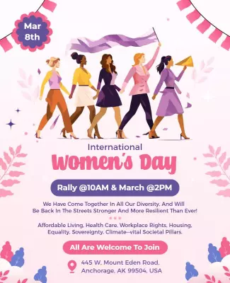 Vibrant Feminist Rally for International Women's Day Poster Template