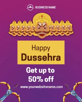 Vibrant Festival Celebration for Dussehra Discounts Poster Template