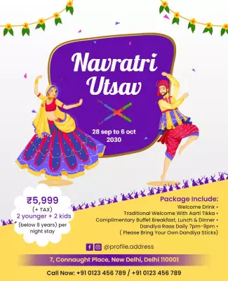 Vibrant Festival Celebration for Navratri Utsav Poster Template